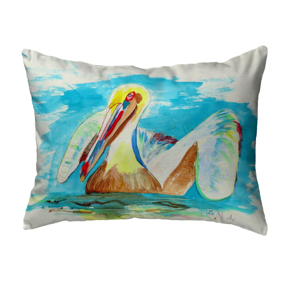Pelican in Teal Noncorded Indoor/Outdoor Pillow 16x20. Picture 1