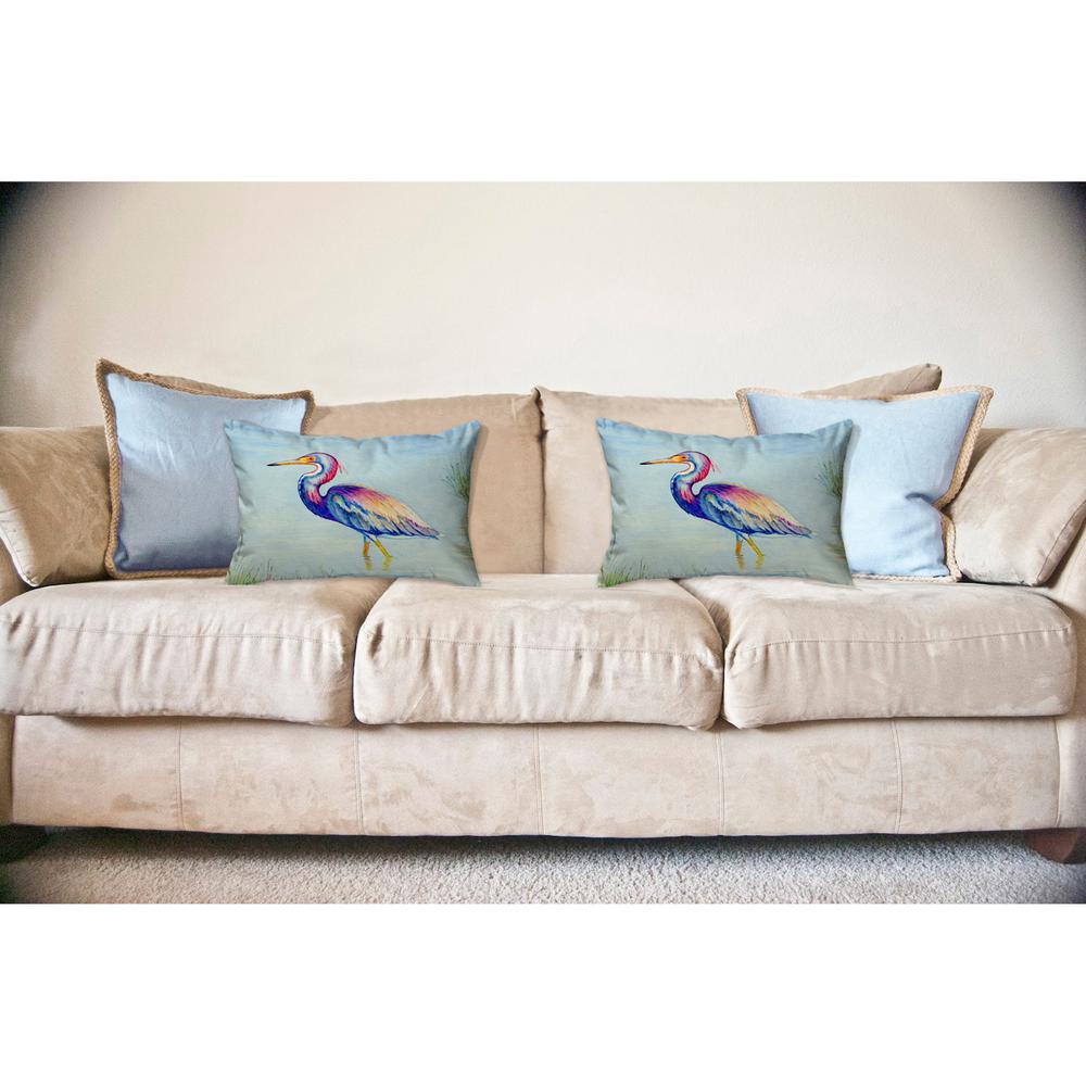Tri-Colored Heron Noncorded Indoor/Outdoor Pillow 16x20. Picture 2