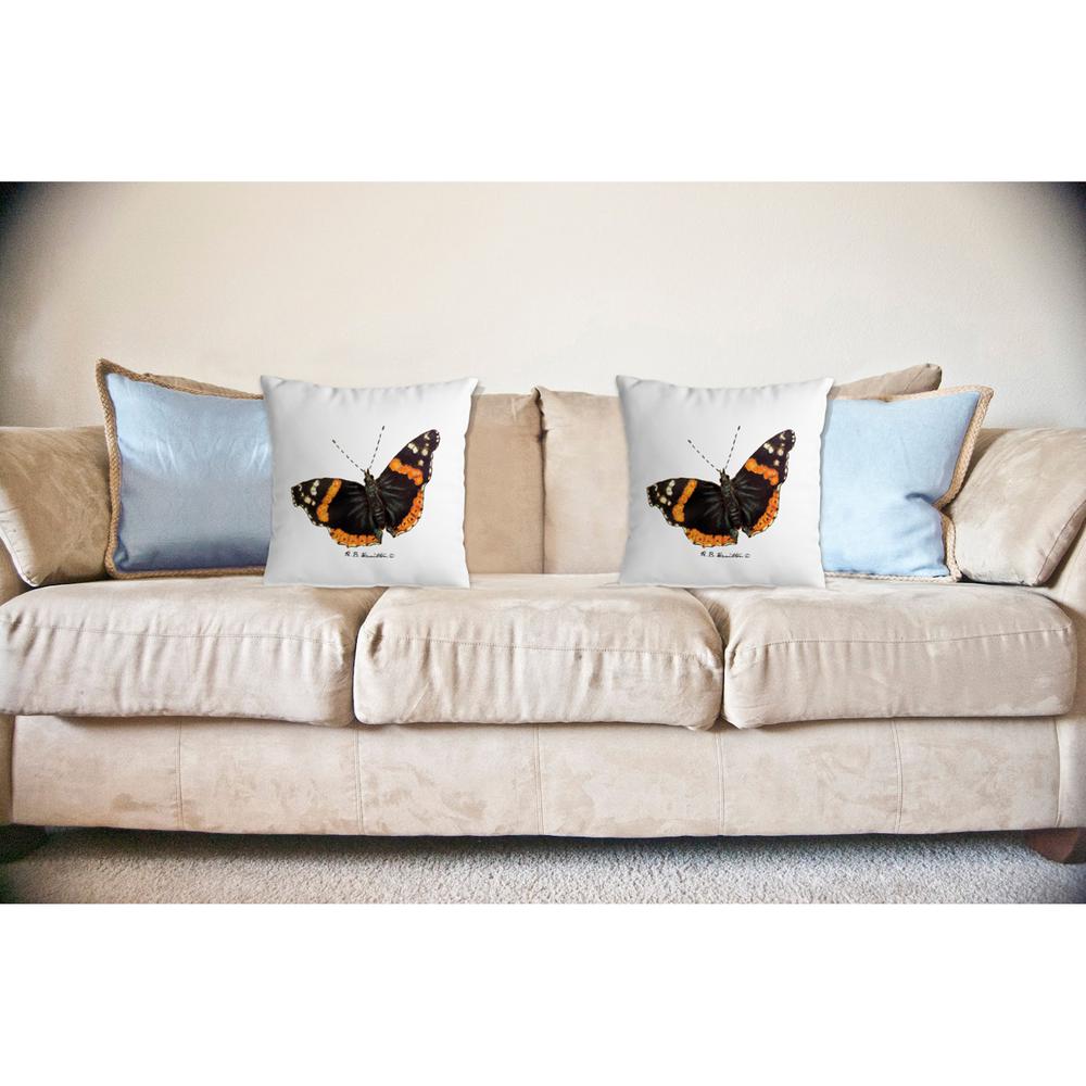 Red Admiral ButterFly No Cord Pillow 18x18. Picture 2
