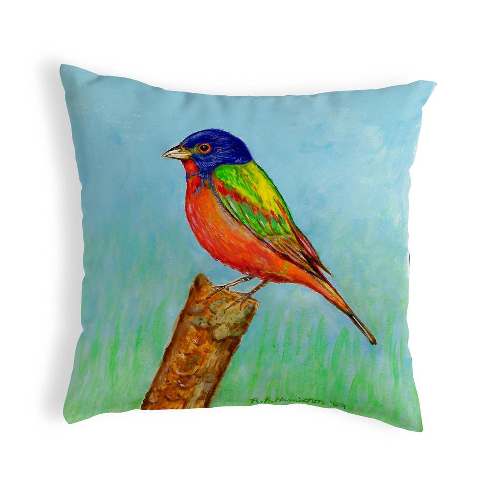 Painted Bunting No Cord Pillow 18x18. Picture 1