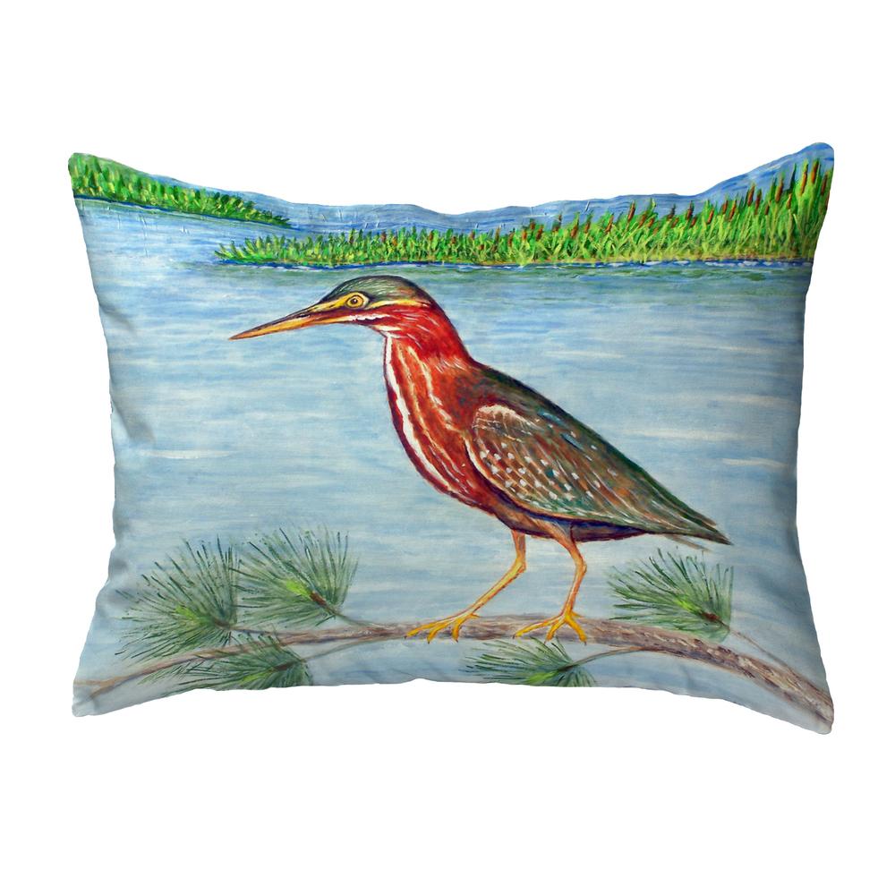 Green Heron II No Cord Pillow 16x20. Picture 1