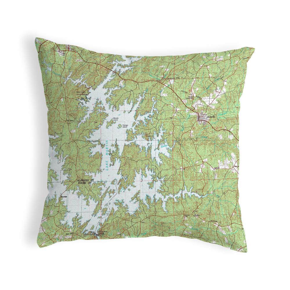 Lake Martin, AL Nautical Map Noncorded Indoor/Outdoor Pillow 18x18. Picture 1