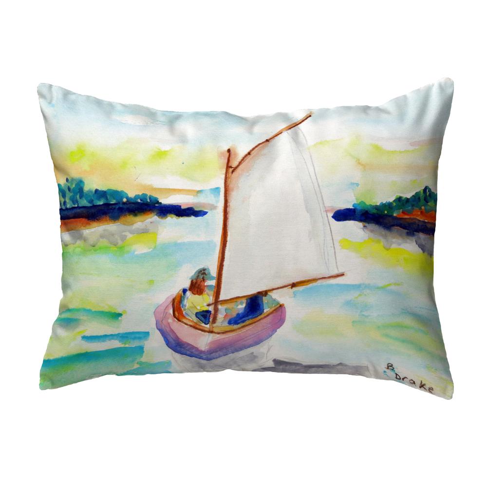 Pink Sailboat No Cord Pillow 16x20. Picture 1