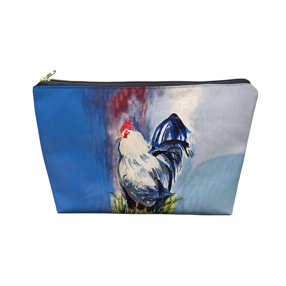 Blue & White Rooster Pouch 8.5x6. Picture 1