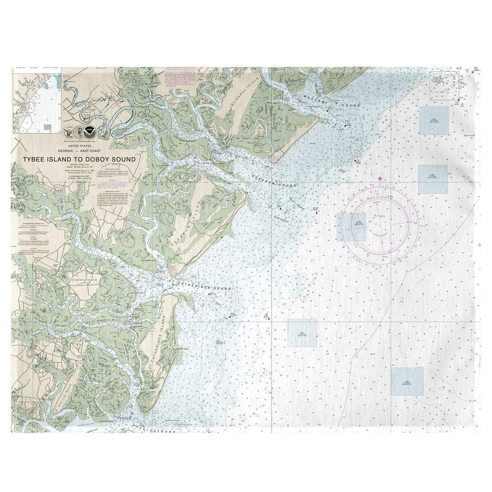 Tybee Island to Doboy Sound, GA Nautical Map Place Mat Set of 4. The main picture.