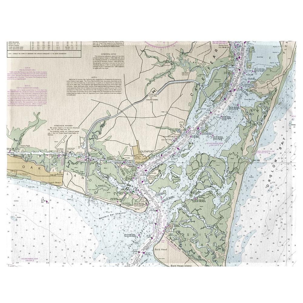 Cape Fear, NC Nautical Map Place Mat Set of 4. Picture 1