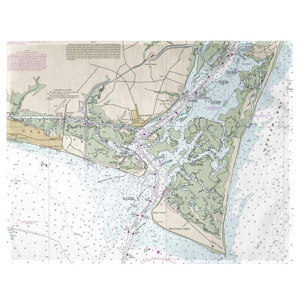 Baldhead Island, NC Nautical Map Place Mat Set of 4. Picture 1