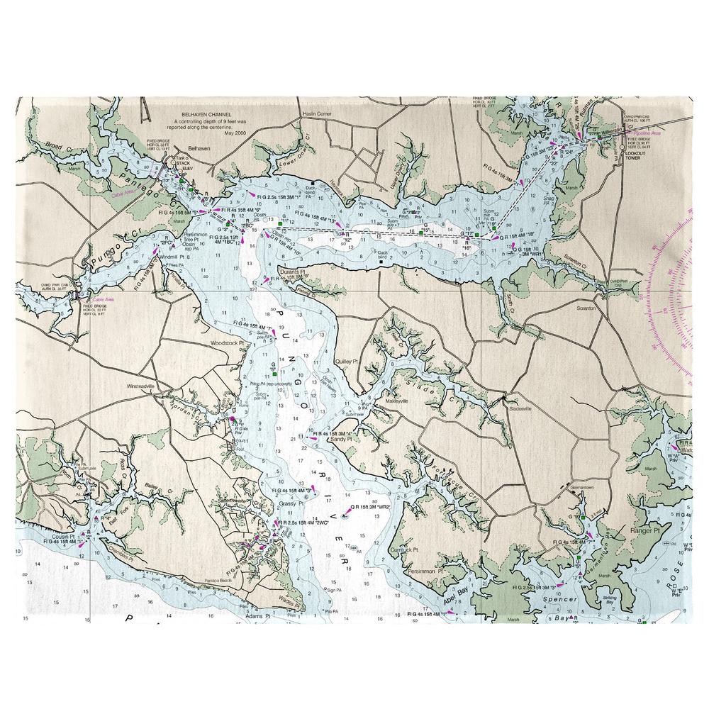 Pungo River, NC Nautical Map Place Mat Set of 4. Picture 1