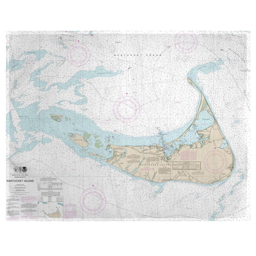 Nantucket Island, MA Nautical Map Place Mat Set of 4. Picture 1