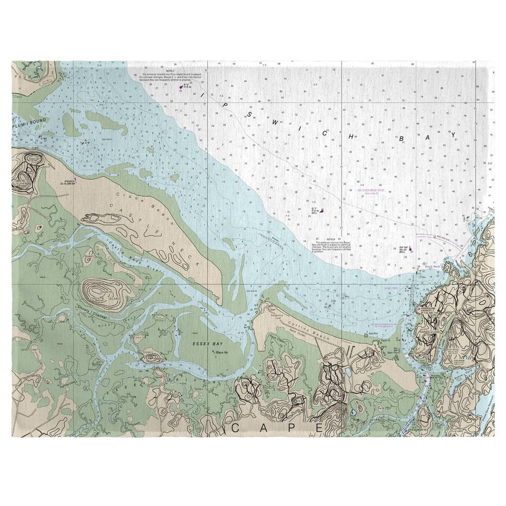 Essex Bay and Essex River, MA Nautical Map Place Mat Set of 4. Picture 1