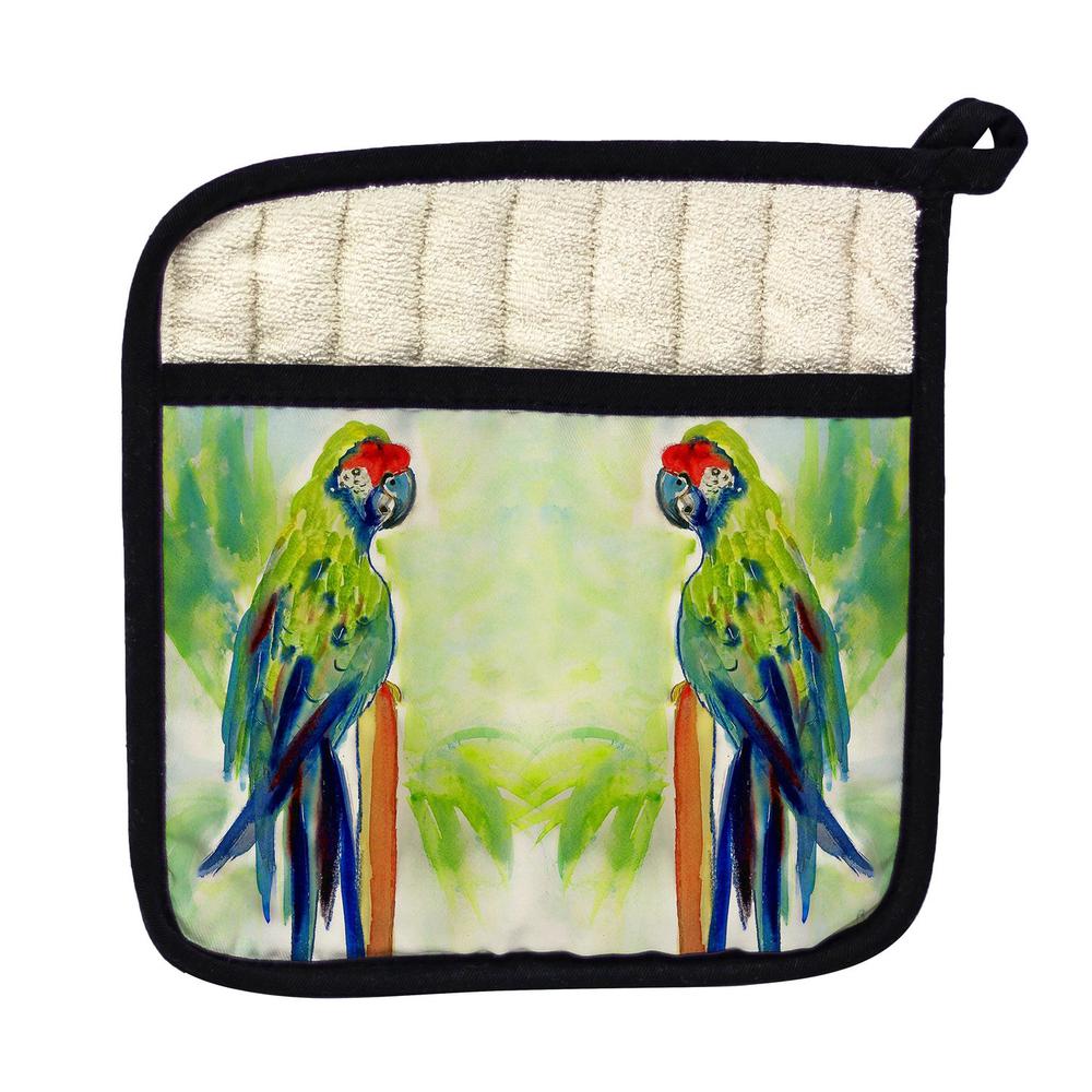 Green Parrot Pot Holder. Picture 1