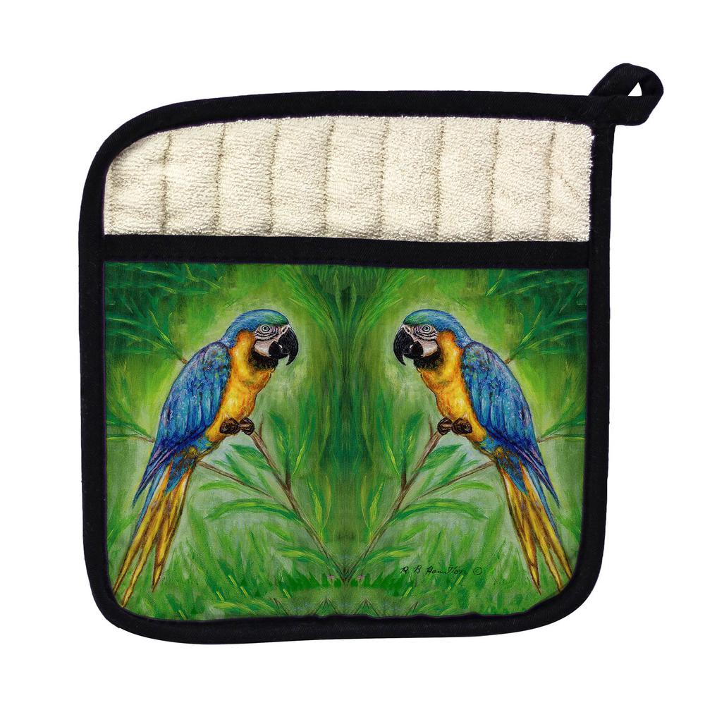 Blue Macaws Pot Holder. Picture 1