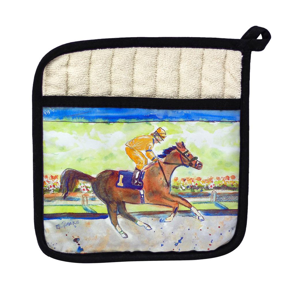 Racing Horse Gold Pot Holder. Picture 1
