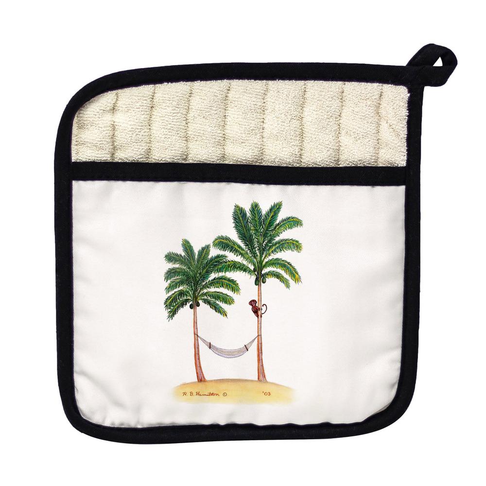 Palm Trees & Monkey Pot Holder. Picture 1