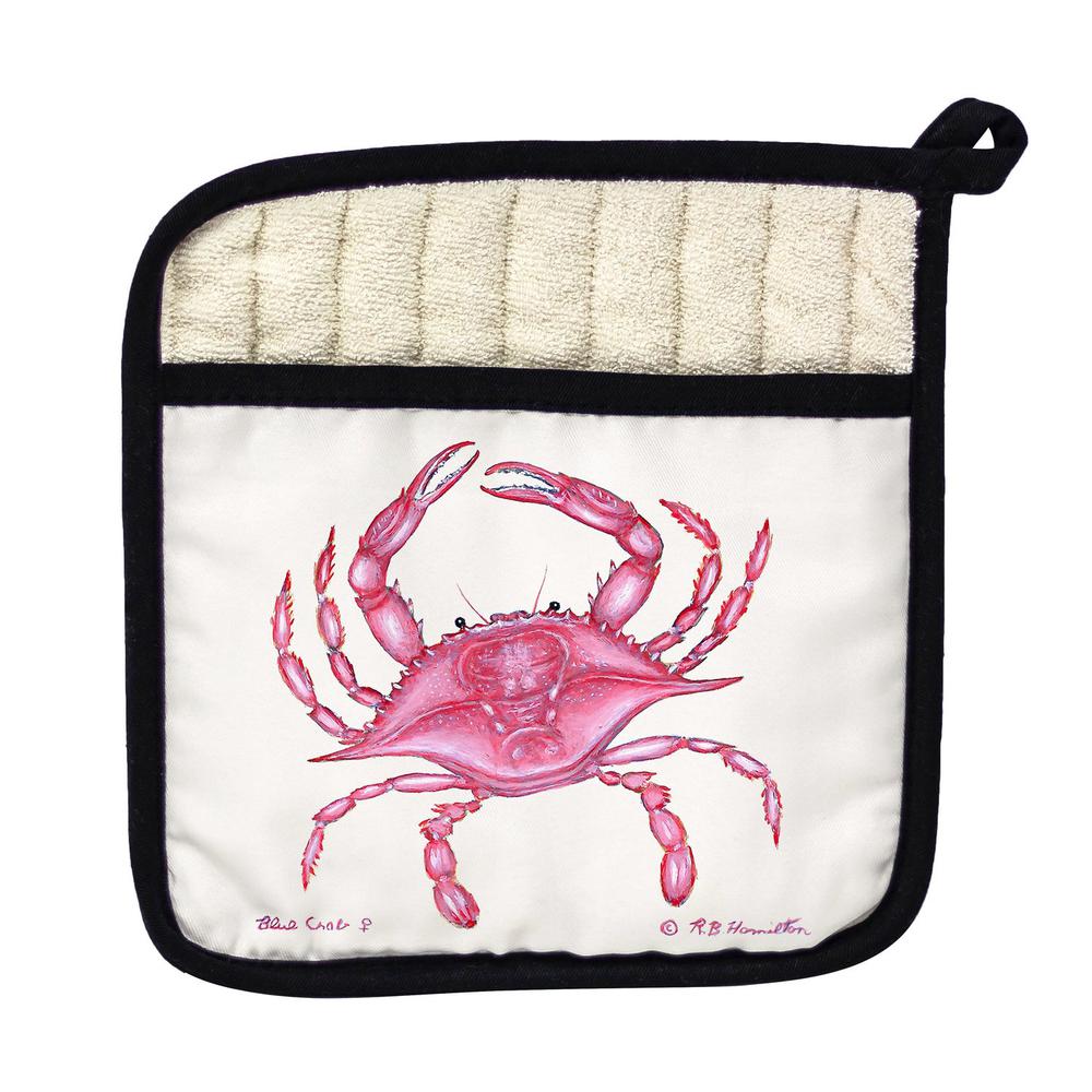 Pink Crab Pot Holder. Picture 1