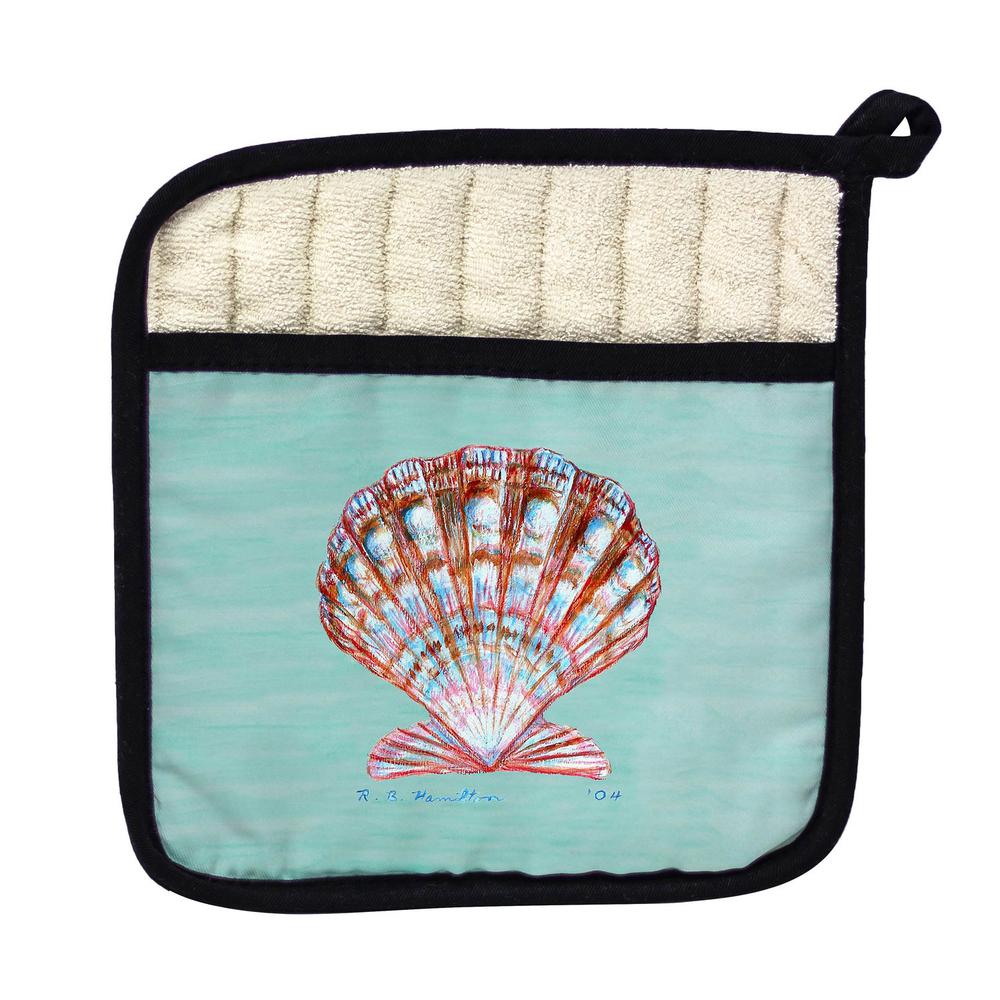 Scallop Shell - Teal Pot Holder. Picture 1