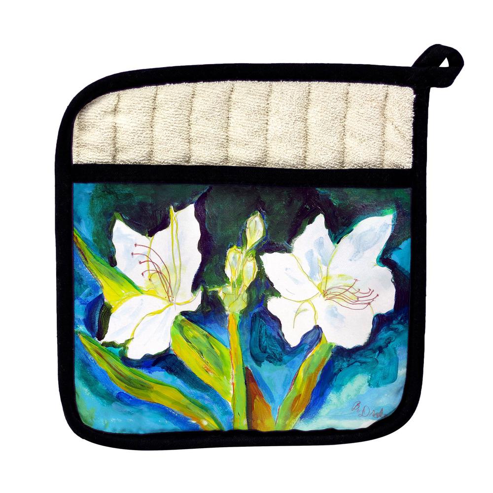 White Lilies Pot Holder. The main picture.
