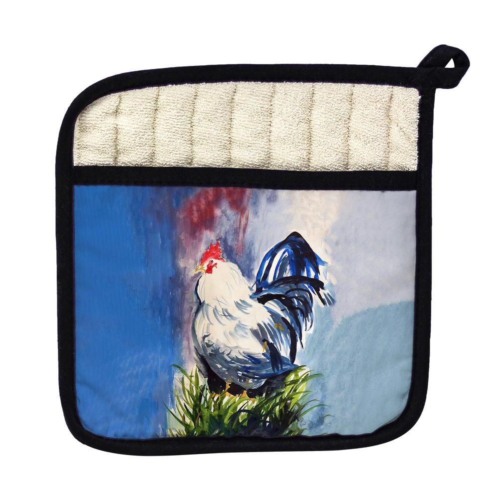 Blue & White Rooster Pot Holder. The main picture.