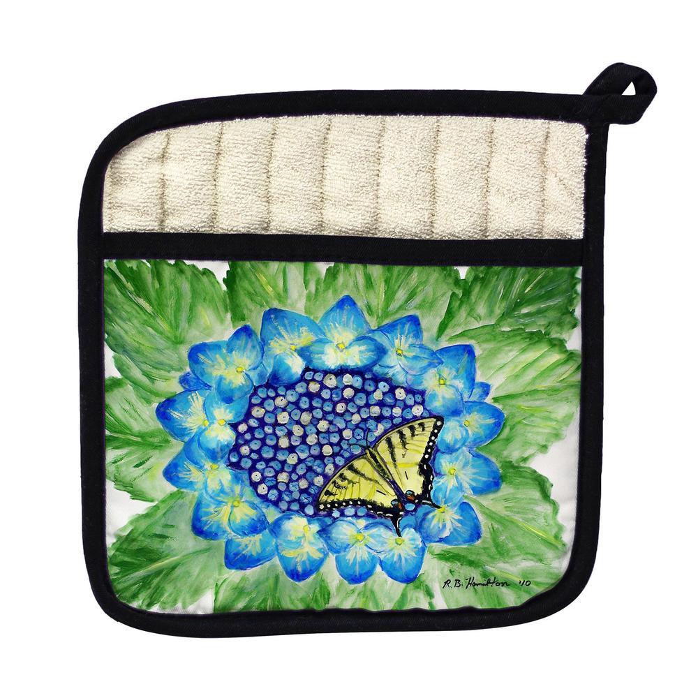 Hydrangea and Butterfly Pot Holder. Picture 1