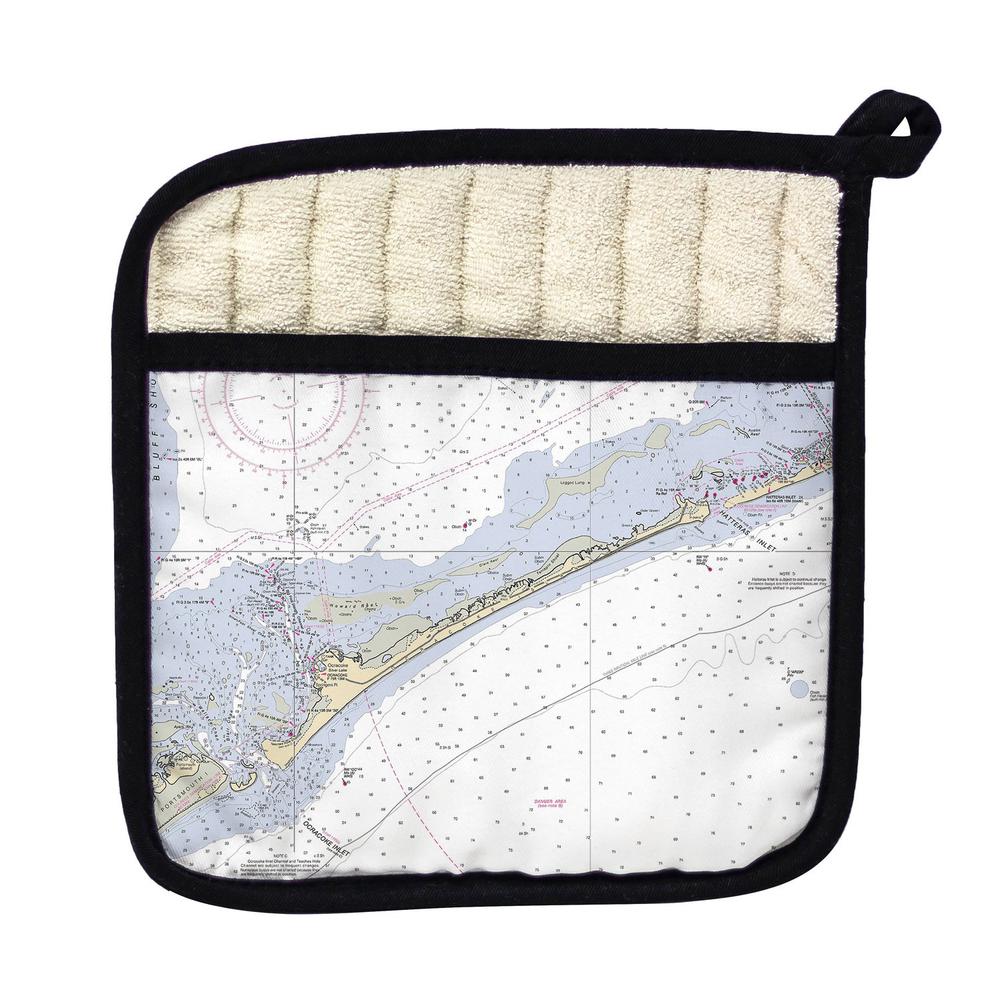 Ocracoke Inlet, NC Nautical Map Pot Holder. Picture 1