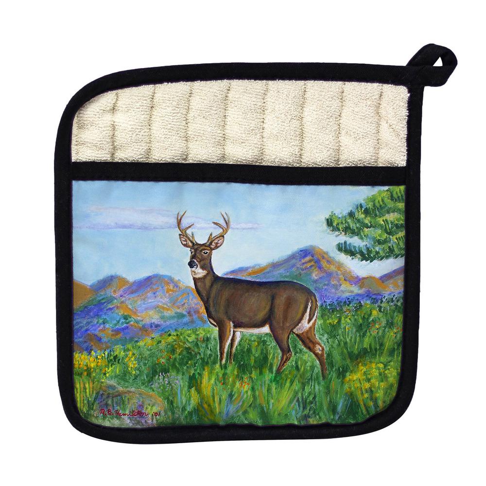 Deer in Mountains Pot Holder. Picture 1