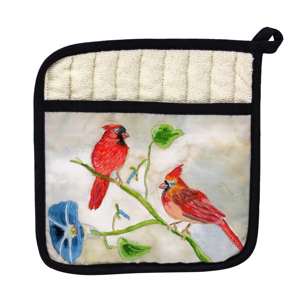 Betsy's Cardinals Pot Holder. Picture 1