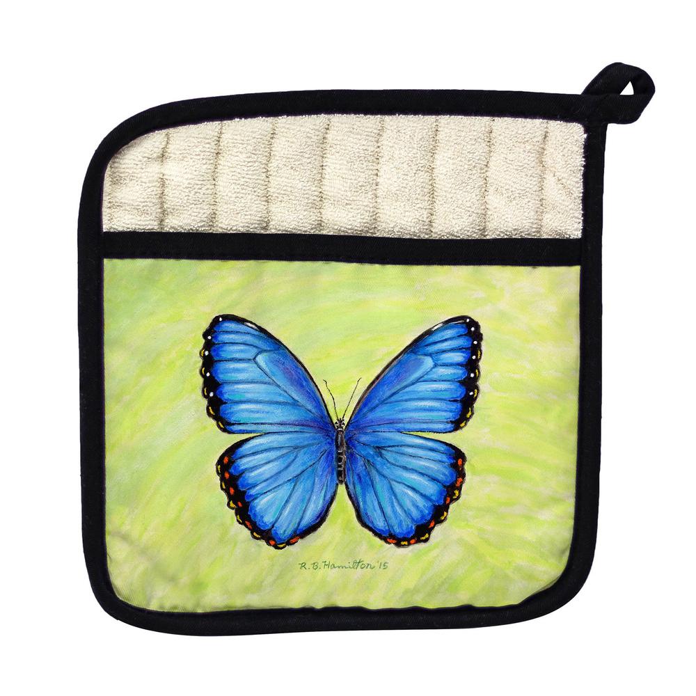 Dick's Blue Morpho Pot Holder. The main picture.