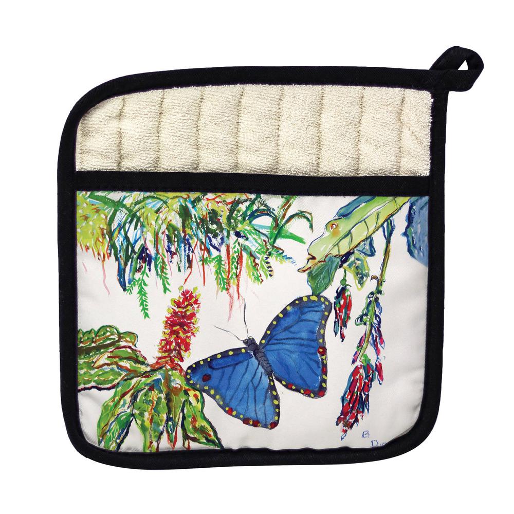 Morpho Butterfly and Flowers Pot Holder. Picture 1