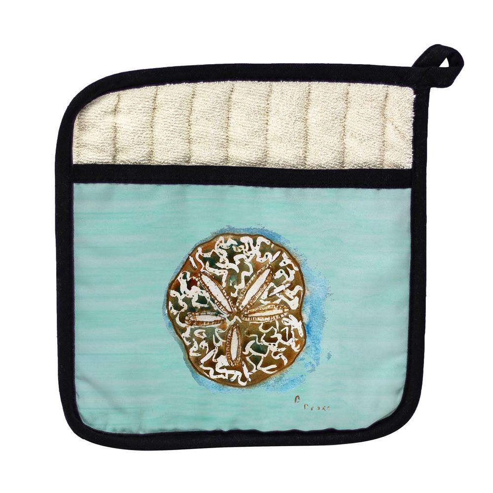 Sand Dollar - Teal Pot Holder. The main picture.