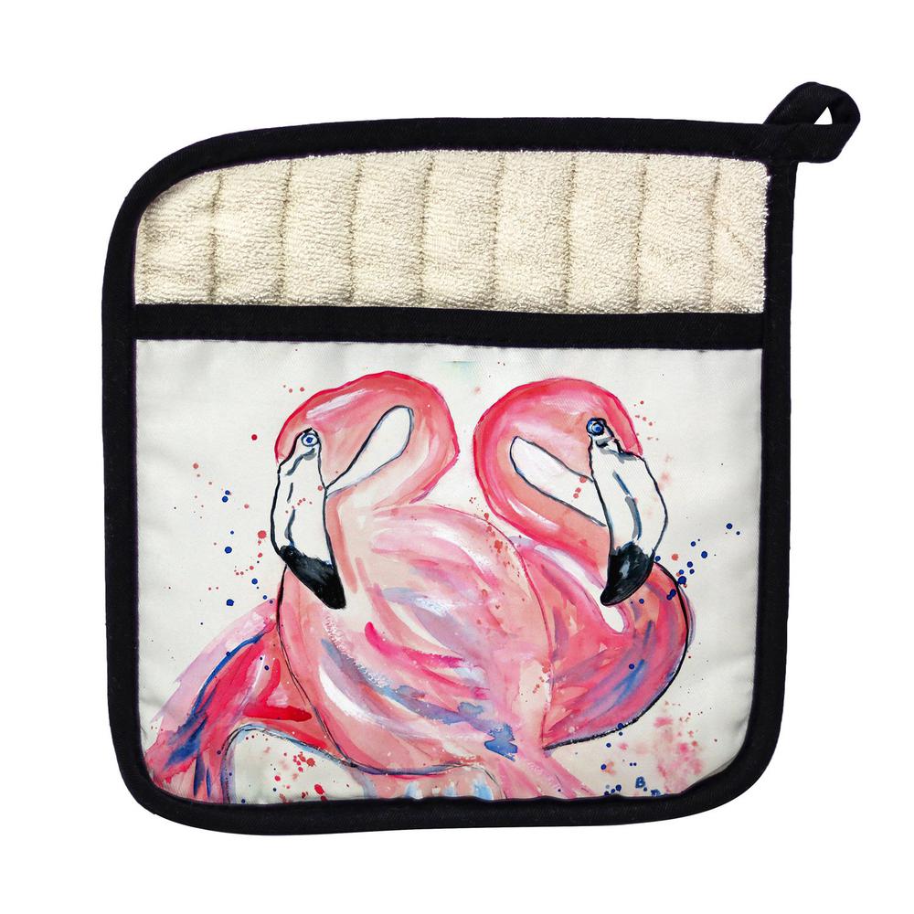 Betsy's Flamingos Pot Holder. The main picture.