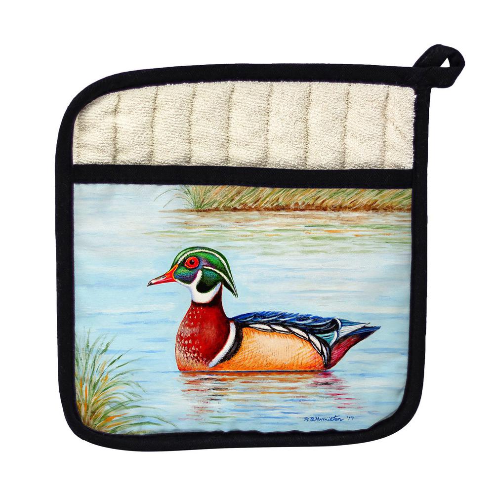 Male Wood Duck II Pot Holder. Picture 1