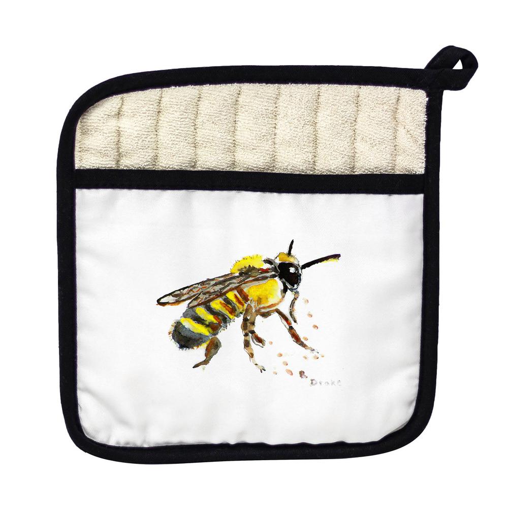 Bee on White Pot Holder. Picture 1