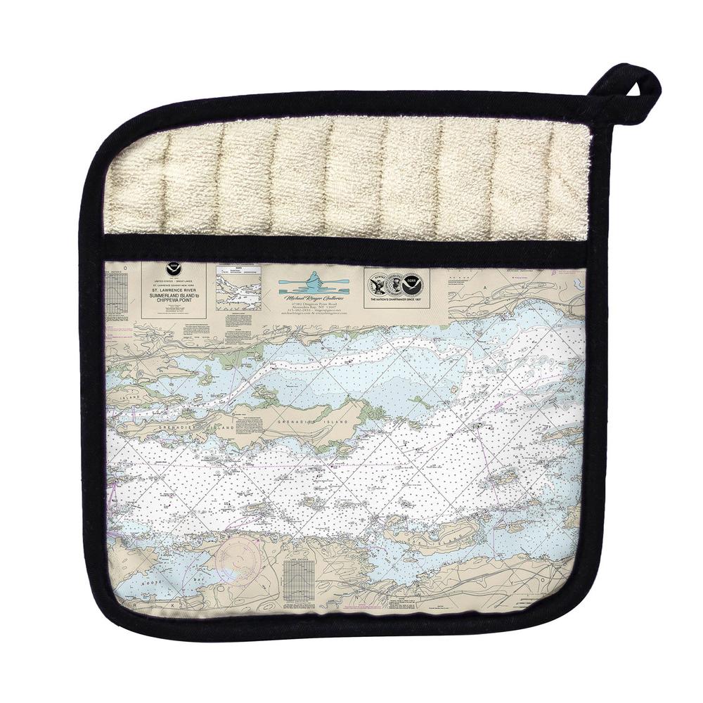 St Lawrence River - Goose Bay to Chippeway Bay, NY Nautical Map Pot Holder. Picture 1