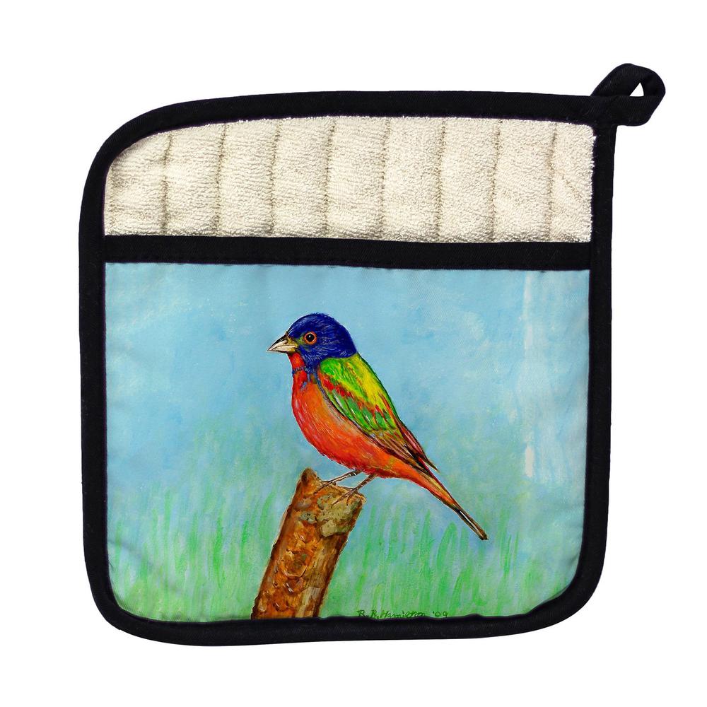 Painted Bunting Pot Holder. Picture 1