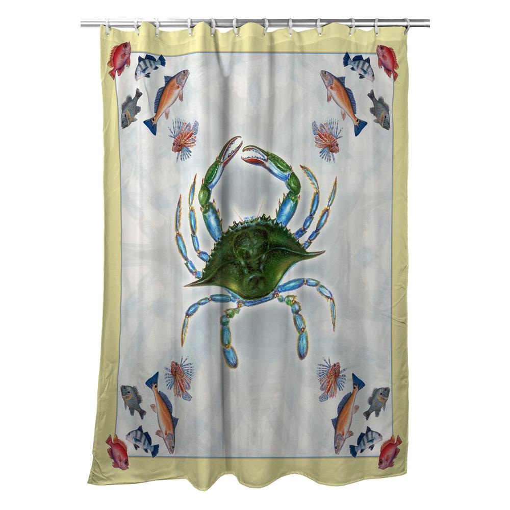 Blue Crab & Fish Shower Curtain