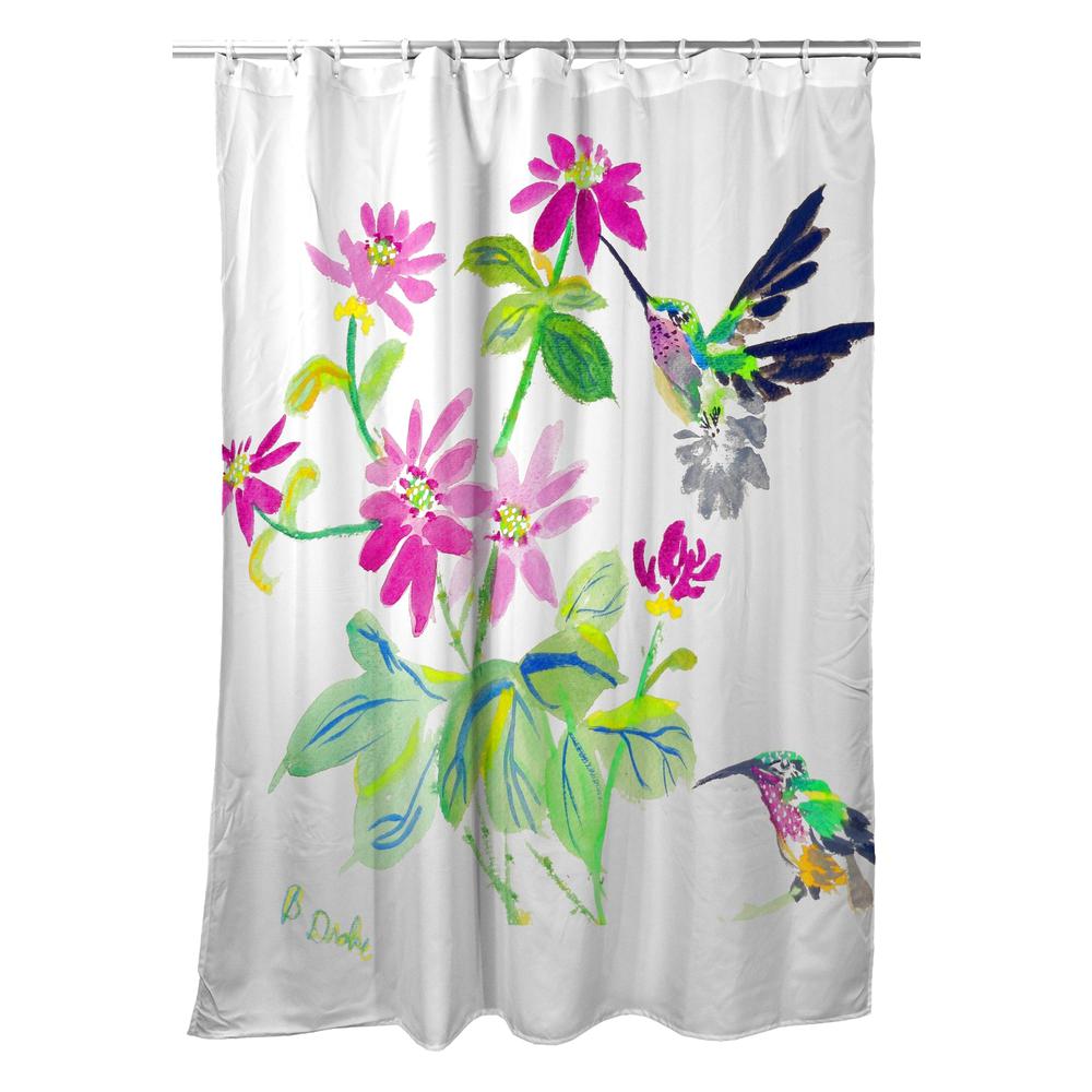 Ruby Throat Hummingbird Shower Curtain. Picture 1