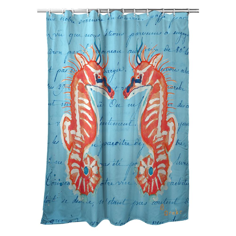 Coral Seahorse Shower Curtain. Picture 1
