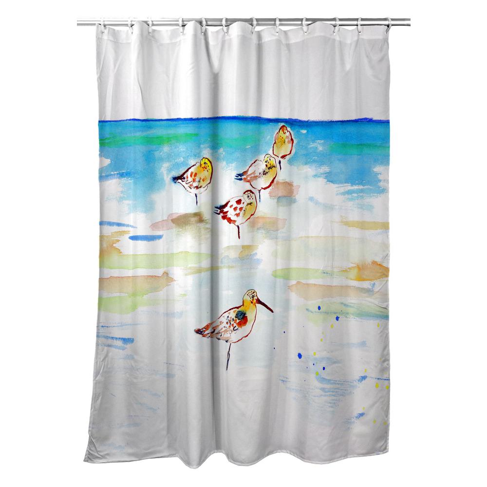 Five Sanderlings Shower Curtain. Picture 1