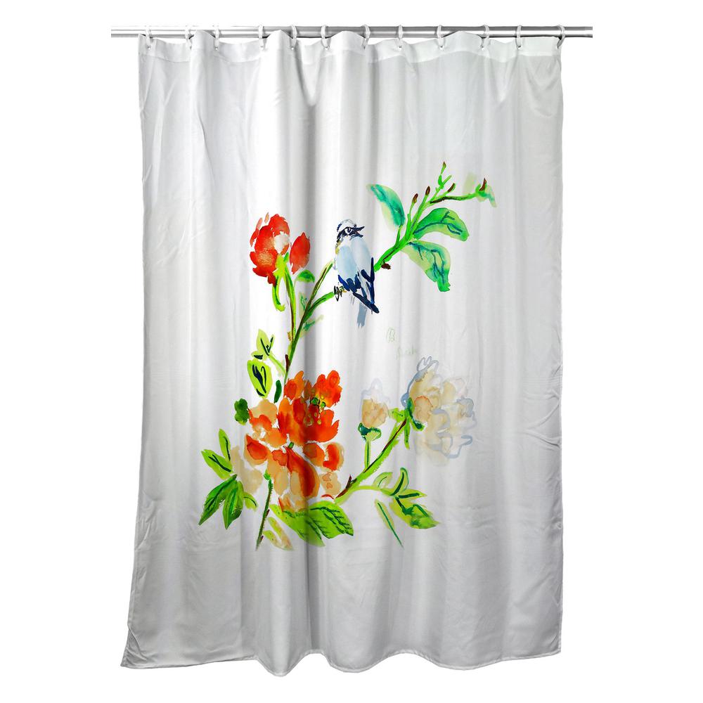 Blue Bird & Flowers Shower Curtain. Picture 1