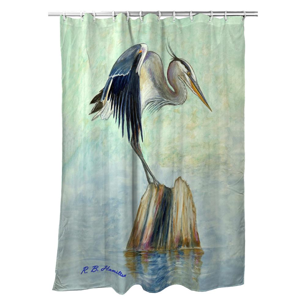 Balancing Heron Shower Curtain. Picture 1