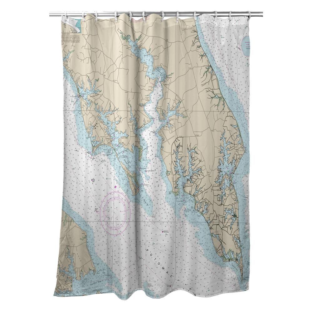 Leonardtown, MD Nautical Map Shower Curtain. Picture 1
