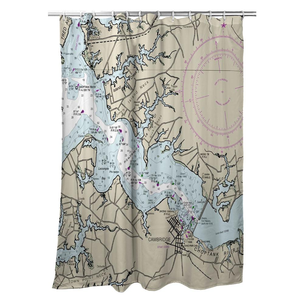 Cambridge, MD Nautical Map Shower Curtain. Picture 1