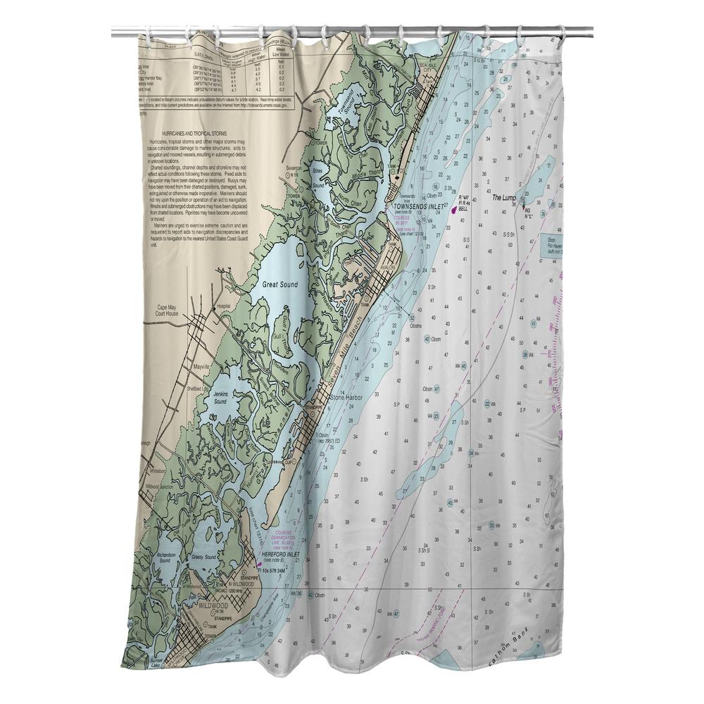 Little Egg Inlet to Hereford Inlet - Avalon, NH Nautical Map Shower Curtain. Picture 1