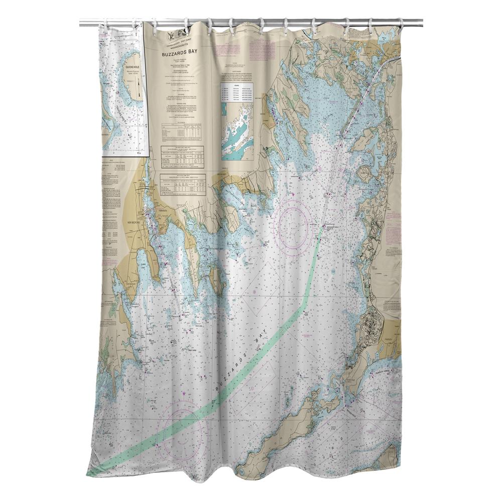 Buzzards Bay, MA Nautical Map Shower Curtain. Picture 1