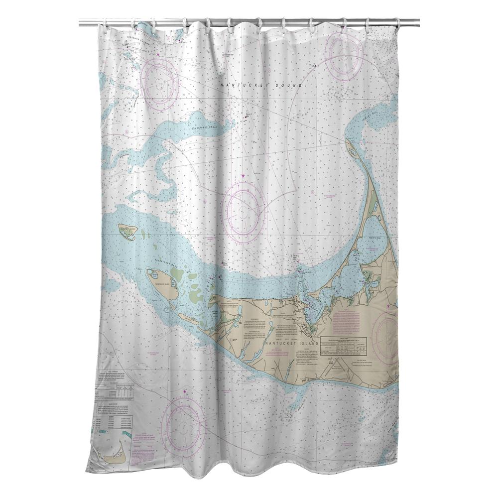 Nantucket Island, MA Nautical Map Shower Curtain. Picture 1