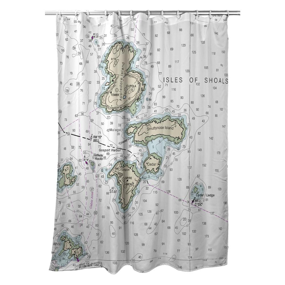 Isle of Shoals, NH Nautical Map Shower Curtain. Picture 1