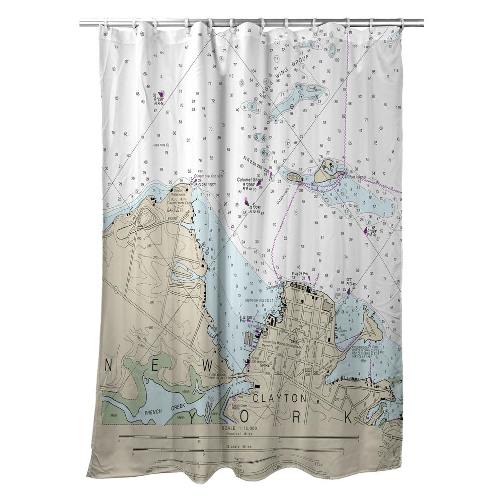 Clayton, NY Nautical Map Shower Curtain. Picture 1