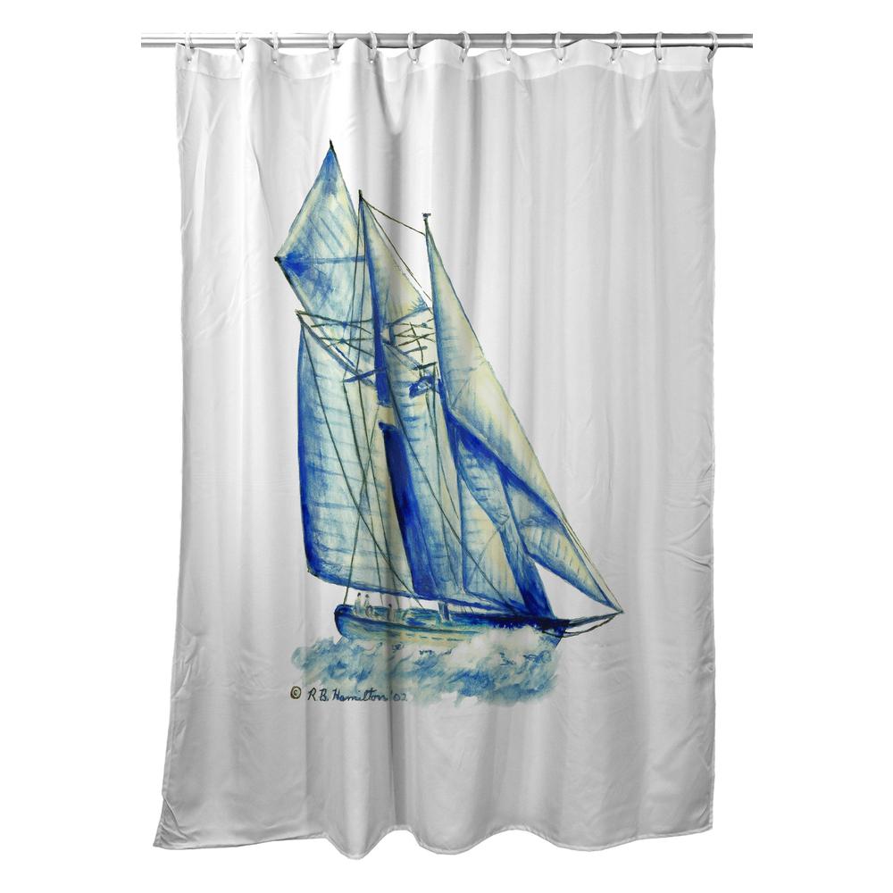 Blue Sailboat Shower Curtain. Picture 1