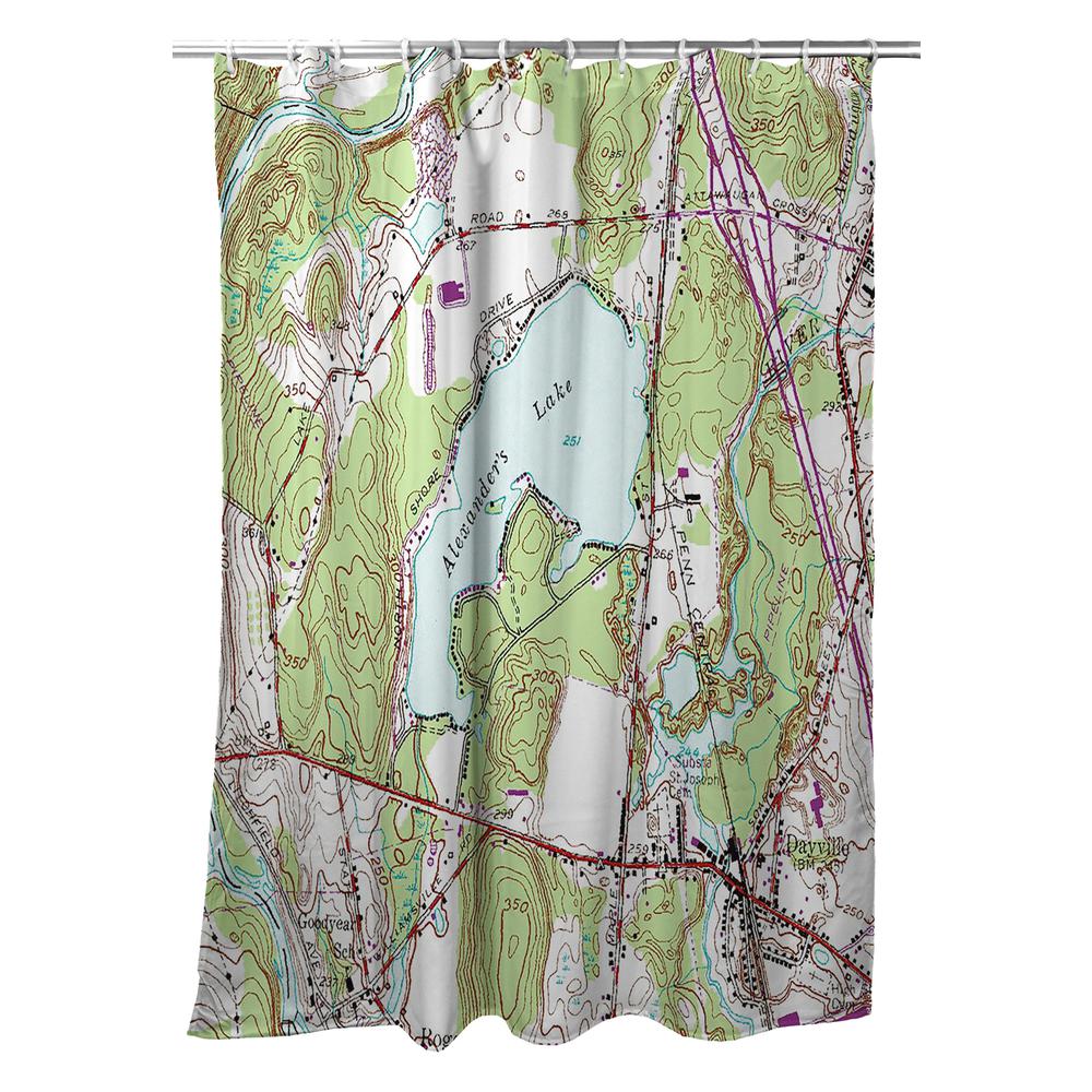 Alexander's Lake, CT Nautical Map Shower Curtain. Picture 1