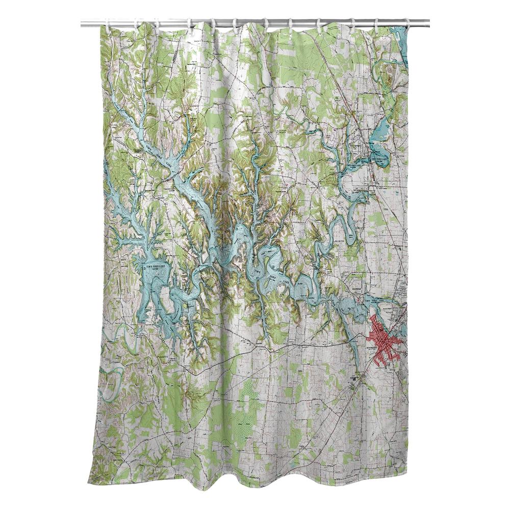 Tims Ford Lake, TN Nautical Map Shower Curtain. Picture 1